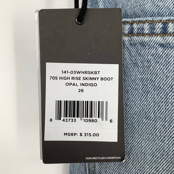 NEW! RE/DONE Size 26 70s High Rise Skinny Boot Cut Opal Indigo Jeans $315 I9-14 - Picture 7 of 10